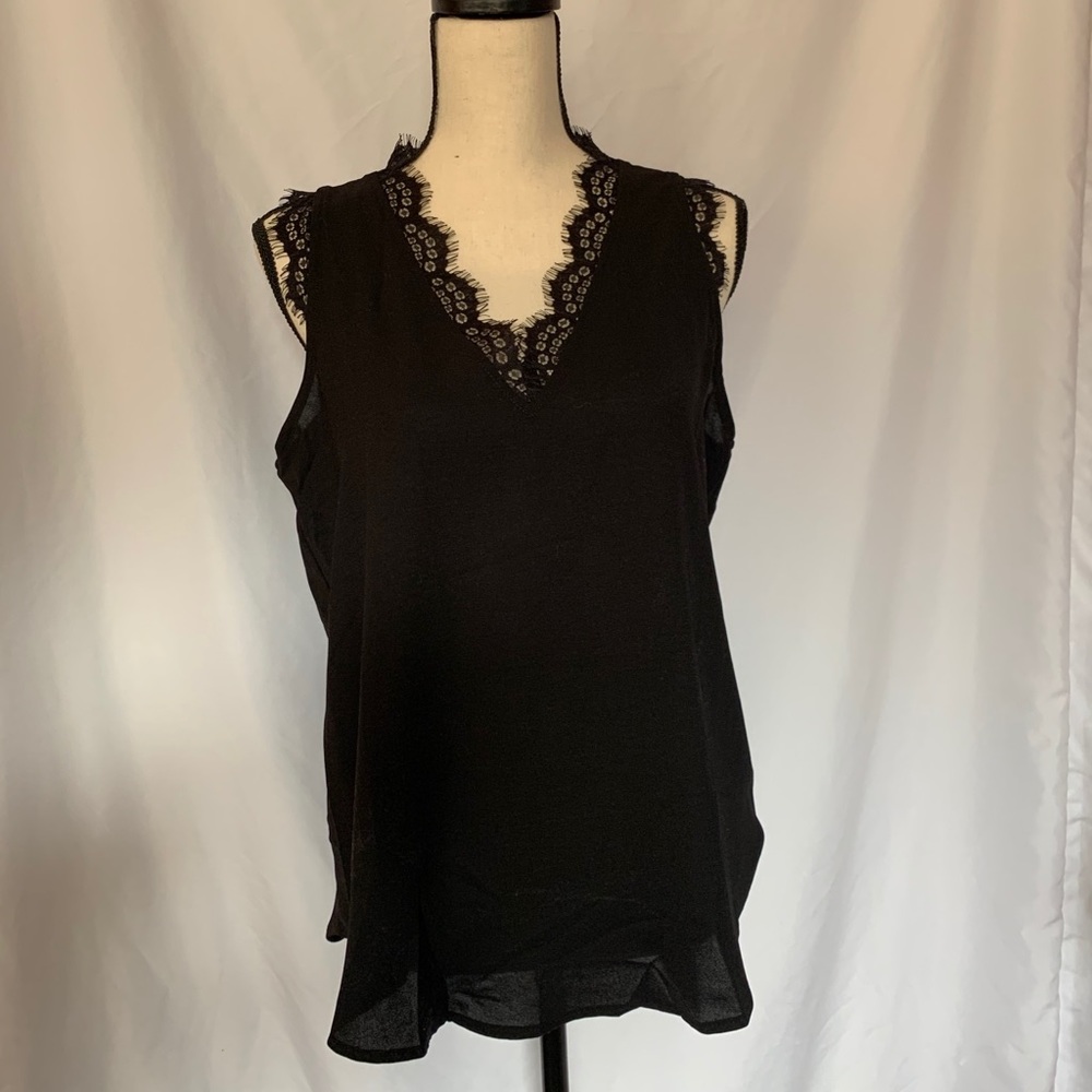 Black V neck laced